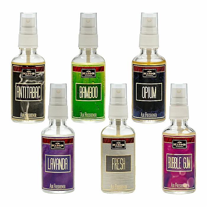 Pachet 6 Odorizante auto Kingaroma: Antitabac, Bamboo, Bubble Gum, Fresh, Lavanda, Opium, 50 ml [1]