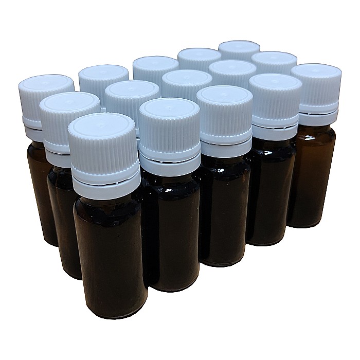 Set 15 buc Sticlute brune cu picurator si capac alb, 10ml [1]