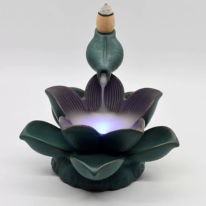 Suport conuri parfumate backflow, Lotus Light cu LED [4]