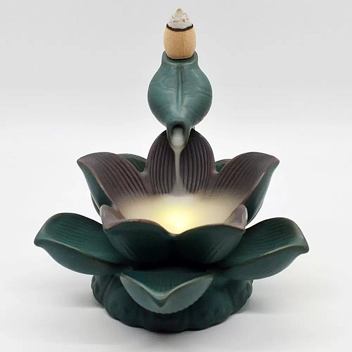 Suport conuri parfumate backflow, Lotus Light cu LED [3]