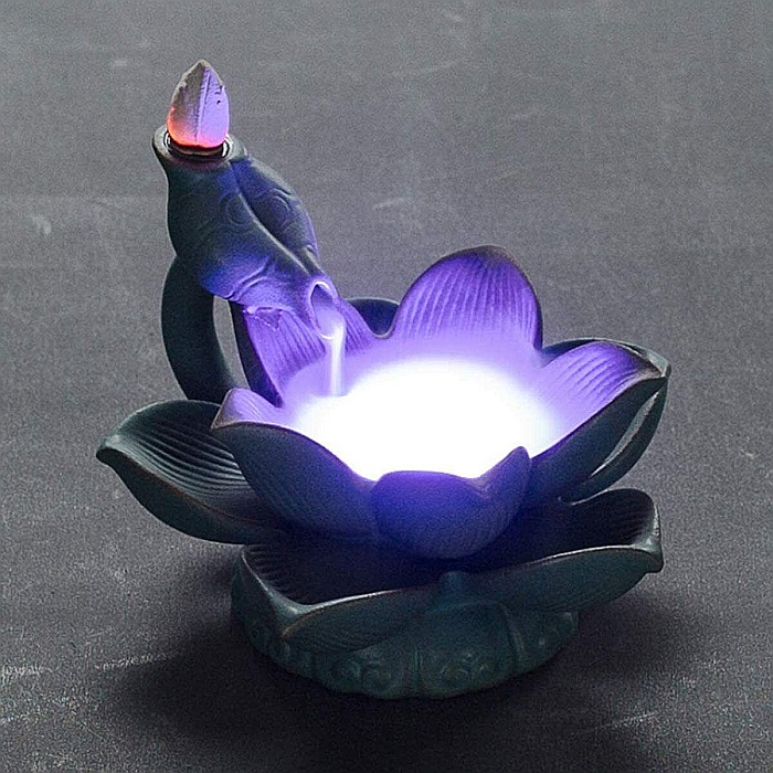 Suport conuri parfumate backflow, Lotus Light cu LED [6]