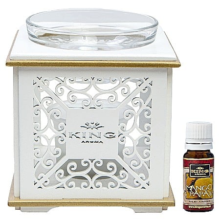 DIFUZOARE & ODORIZANTE - Difuzor aromaterapie Elegance cu lumanare + 3 uleiuri aromaterapie 10 ml