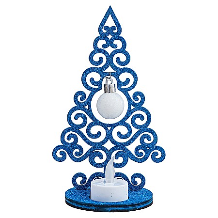 CRACIUN - Braduț glob mic cu lumanare, Albastru
