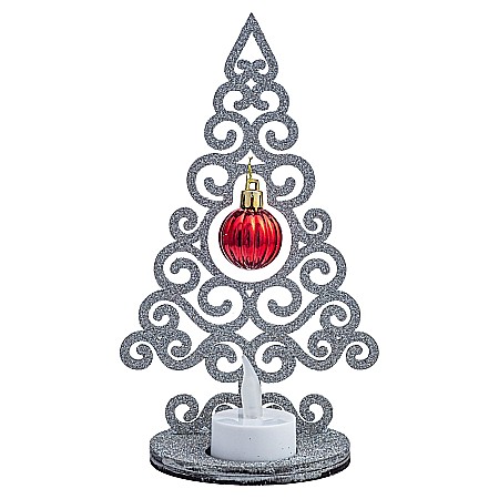 CRACIUN - Braduț glob mic cu lumanare, Argintiu