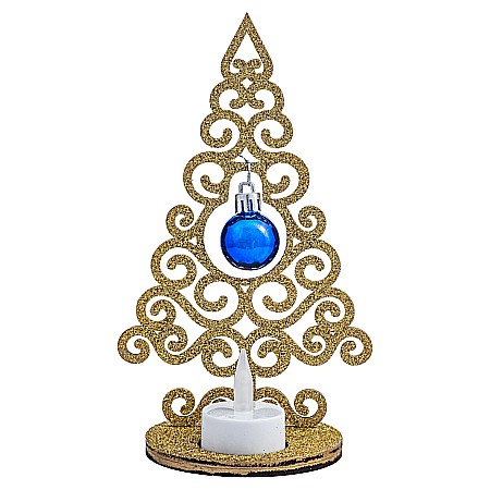 CRACIUN - Braduț glob mic cu lumanare, Auriu