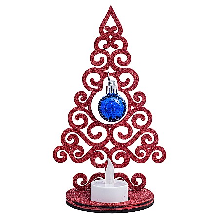 CRACIUN - Braduț glob mic cu lumanare, Roșu