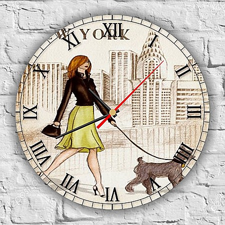 Ceas de perete MDF Doamna cu cățel [1]