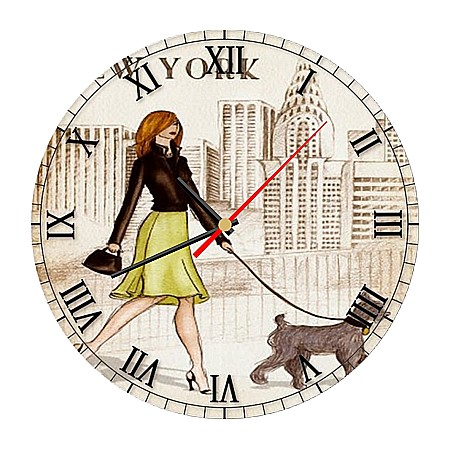 Decorațiuni & Cadouri - Ceas de perete MDF Doamna cu cățel