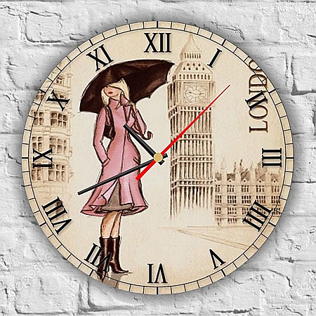 Ceas de perete MDF Doamna cu umbrela [1]