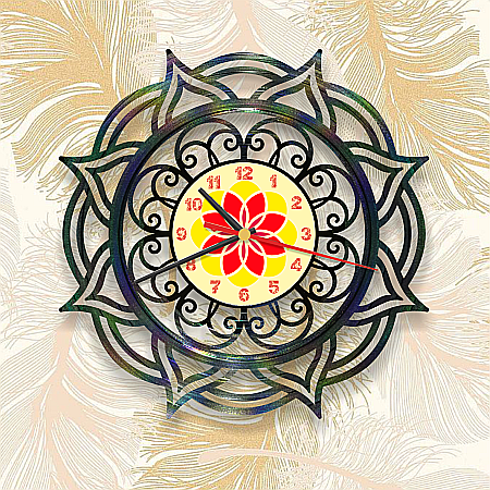 Ceas de perete disc vinil Mandala roșu [1]