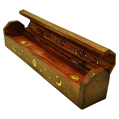 Suporți bețe & conuri parfumate - Cutie lemn pentru conuri și bețișoare parfumate