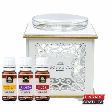 Difuzoare Uleiuri Clasice - difuzor-aromaterapie-elegance-king-aroma-set-3-uleiuri-parfumate-handmade-romania-livrare-gratuita