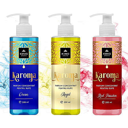 PARFUMURI DE RUFE - Pachet 3 Parfumuri concentrate pentru rufe KAROMA - Ocean, Angel, Red Passion