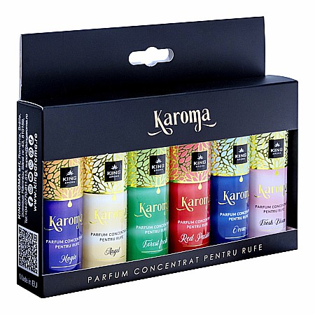 Set 6 Parfumuri concentrate pentru rufe, KAROMA - Magic, Angel, Forest Fresh, Red Passion, Ocean, Fresh Bloom, 6 x 50 ml [1]