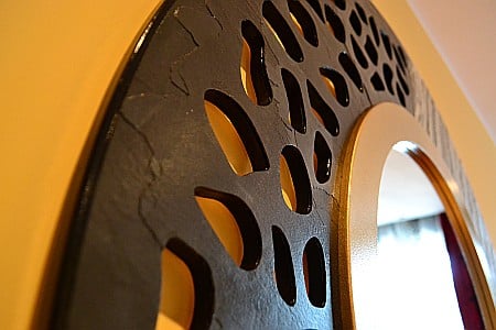 Oglinda moderna decorativa de lux, de perete, rotunda 90cm, din MDF placat, Kingaroma, Marble [7]