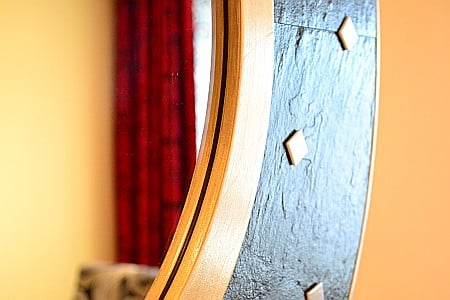 Oglinda decorativa de lux, de perete, rotunda 90cm, din MDF placat, Kingaroma, Ardezie Black [5]