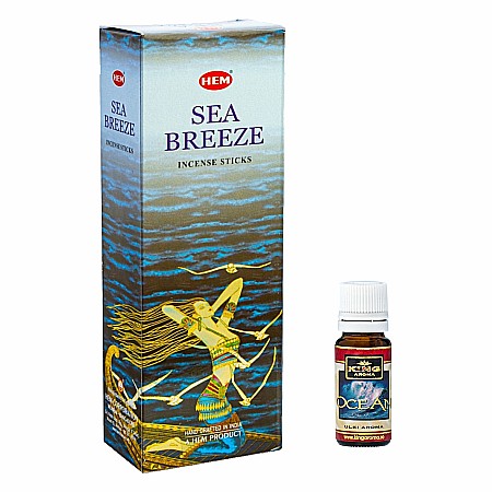Pachet Bețisoare Parfumate HEM + Ulei Parfumat Aromaterapie - Pachet 120 betisoare parfumate HEM Briza Marina si Ulei aromaterapie Ocean Kingaroma, 10 ml