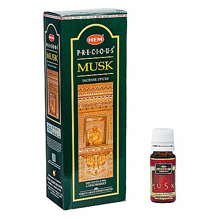 Betisoare Parfumate & Ulei Aromaterapie - Pachet 120 betisoare parfumate HEM Musk si Ulei aromaterapie Musk Kingaroma, 10 ml