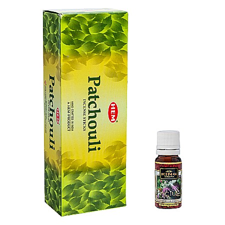 Betisoare Parfumate & Ulei Aromaterapie - Pachet 120 betisoare parfumate HEM Paciuli si Ulei aromaterapie Paciuli Kingaroma, 10 ml