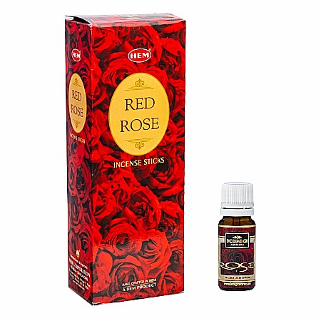 Betisoare Parfumate & Ulei Aromaterapie - Pachet 120 betisoare parfumate HEM Red Rose si Ulei aromaterapie Rose Kingaroma, 10 ml