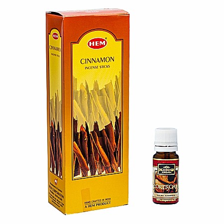 Betisoare Parfumate & Ulei Aromaterapie - Pachet 120 betisoare parfumate HEM Scortisoara si Ulei aromaterapie Scortisoara Kingaroma, 10 ml