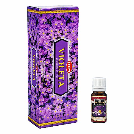 Betisoare Parfumate & Ulei Aromaterapie - Pachet 120 betisoare parfumate HEM Violete si Ulei aromaterapie Violete Kingaroma, 10 ml