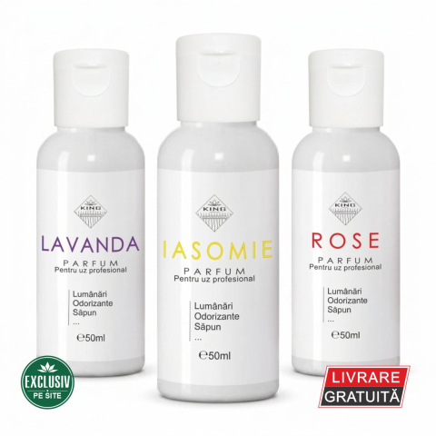 Parfumuri pentru Lumânări, Sapunuri & Aromaterapie - pachet-3-parfumuri-concentrate-lumanari-sapun-odorizante-florale-lavanda-iasomie-rose-king-aroma