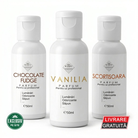 Parfumuri pentru Lumânări, Sapunuri & Aromaterapie - pachet-3-parfumuri-concentrate-gourmand-lumanari-vanilie-chocolate-fudge-scortisoara-king-aroma