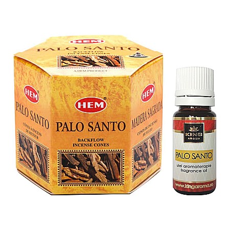 Pachet Conuri Backflow HEM + Ulei Parfumat Aromaterapie - Pachet 40 Conuri parfumate Backflow HEM Palo Santo si Ulei aromaterapie Palo Santo Kingaroma, 10 ml