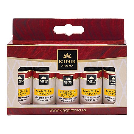 Pachete 5 Ulei aromaterapie - Pachet 5 uleiuri parfumate aromaterapie, MANGO & PAPAYA, Kingaroma