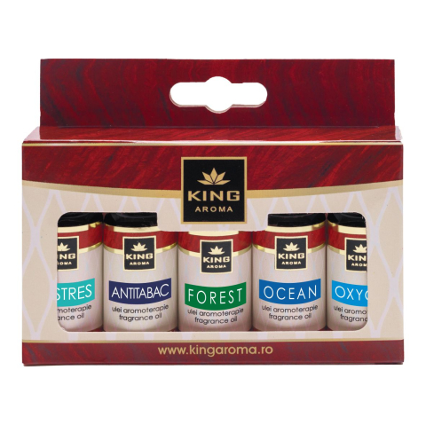 Pachet 5 uleiuri parfumate aromaterapie, RELAX, King Aroma, Antistres & Purificare