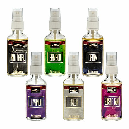 Pachet 6 Odorizante auto Kingaroma: Antitabac, Bamboo, Bubble Gum, Fresh, Lavanda, Opium, 50 ml [0]