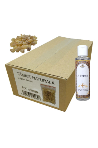 Consumabile Ritualice - Set 100 pliculete Tamaie naturala si Ulei parfumat pt candela KING Aroma ATHOS, 50 ml