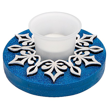 Suporți lumânări Crăciun - Suport lumânare Fulg, Albastru