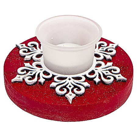 Suporți lumânări Crăciun - Suport lumânare Fulg, Roșu
