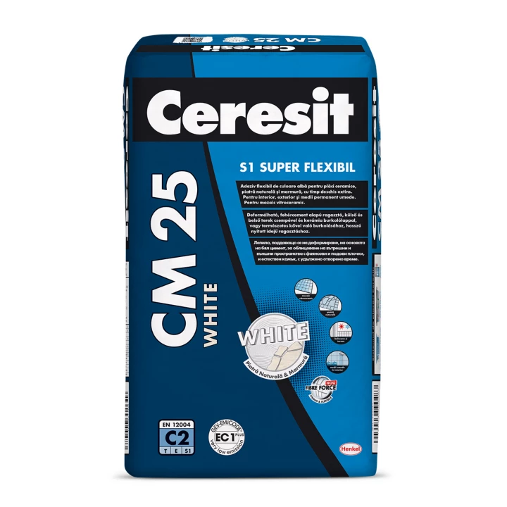 Adeziv super flexibil pentru placari Ceresit CM 25, interior / exterior, alb, 25 kg [1]
