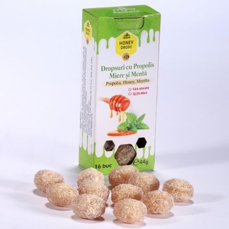 Delicii - Dropsuri cu propolis, miere si menta (44g)