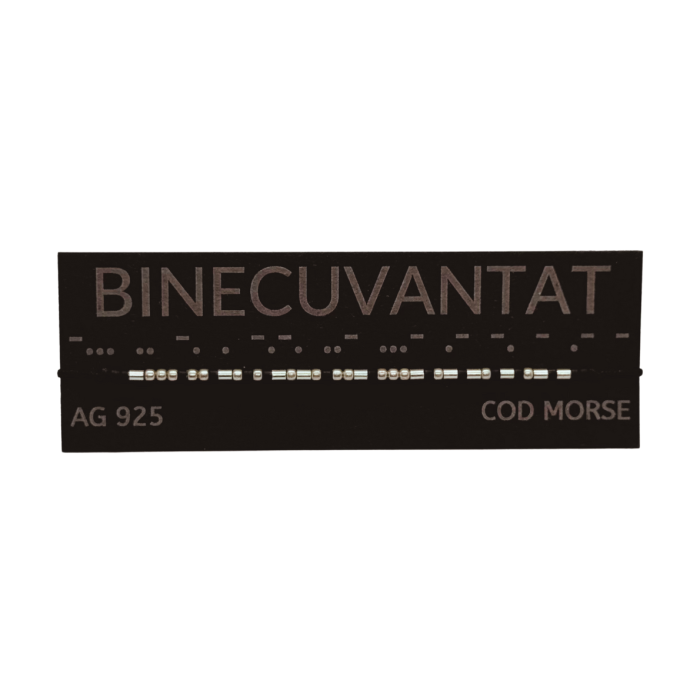 Brățară „BINECUVANTAT” — morse, argint [2]