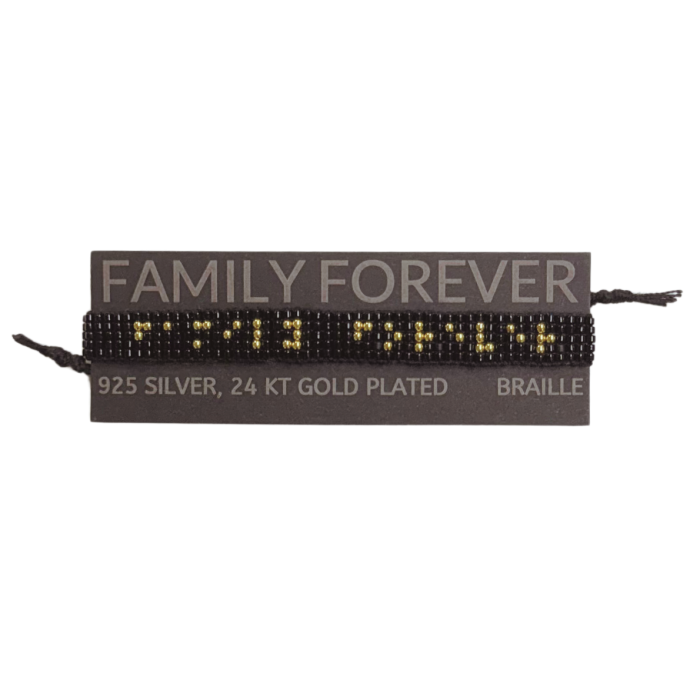 Brățară „FAMILY FOREVER” — braille, argint + aur [2]