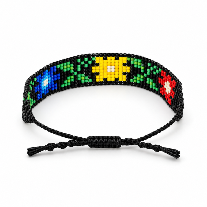 Brățară handmade cu mărgele TOHO, model floral multicolor, reglabilă [2]