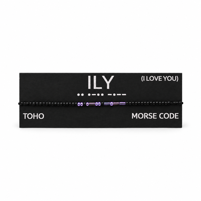 Brățară " ILY " (I love you) în cod morse – TOHO negru și mov [2]