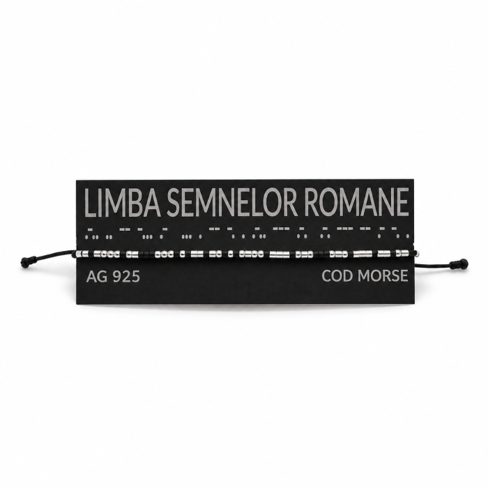 Brățară cod Morse „ LIMBA SEMNELOR ROMÂNE ” – Argint 925, reglabilă [2]
