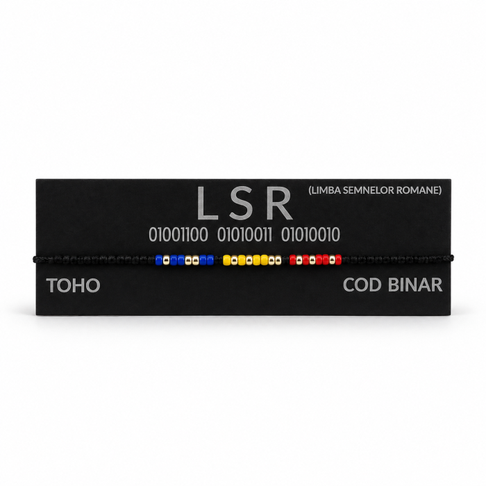 Brățară LSR (Limba Semnelor Române) în cod binar – mărgele TOHO, reglabilă [2]