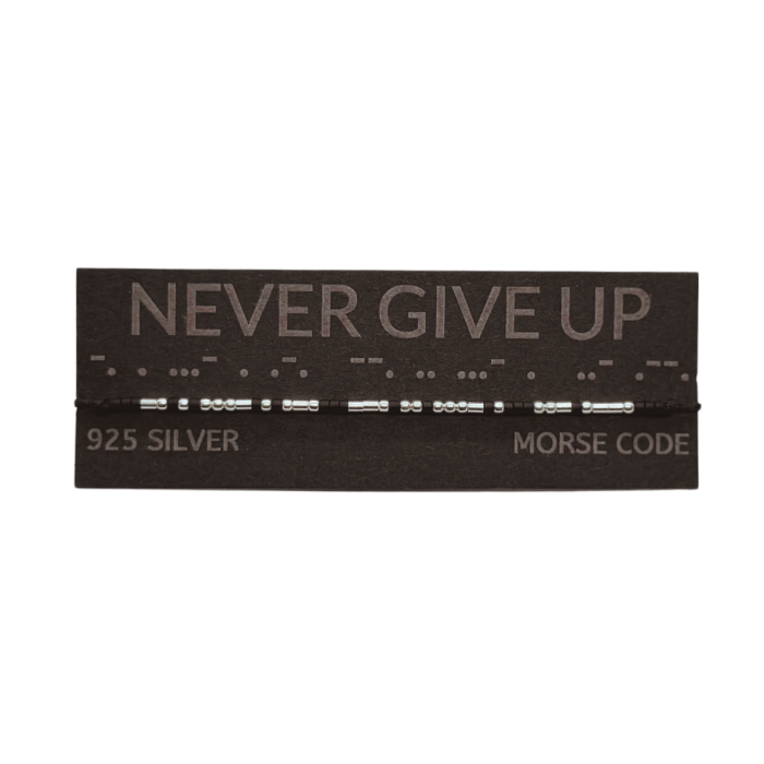 Brățară „NEVER GIVE UP” — morse, diverse materiale [2]