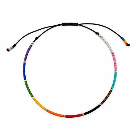 Altele - Brățară de gleznă LGBTQIA+ handmade cu mărgele TOHO și argint 925, reglabilă