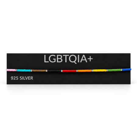 Brățară de gleznă LGBTQIA+ handmade cu mărgele TOHO și argint 925, reglabilă [1]
