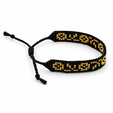 Brățară handmade TOHO, negru și auriu, model decorativ, reglabilă [2]