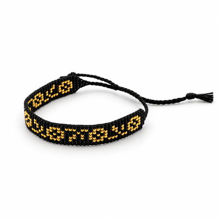 Brățară handmade TOHO, negru și auriu, model decorativ, reglabilă [1]