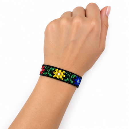 Brățară handmade cu mărgele TOHO, model floral multicolor, reglabilă [3]