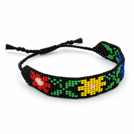 Brățară handmade cu mărgele TOHO, model floral multicolor, reglabilă [2]